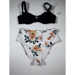 CUPSHE Bikini Set for Women Two Piece Swimsuits Cut Out High Waisted Scoop‎ Sz M